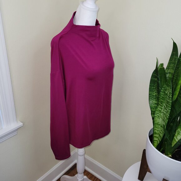 Eileen Fisher Magenta Funnel Neck Long Sleeve Boxy Top NWT Women's Size S - Picture 7 of 14